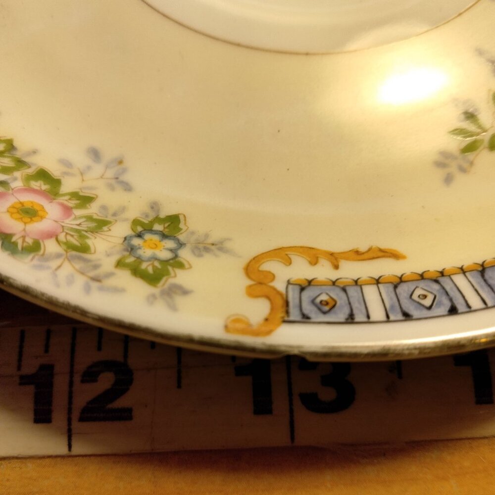 Meito China Cecil Saucer Blue Yellow Floral Vintage Distressed Japan Craft lot 3 - Picture 11 of 13